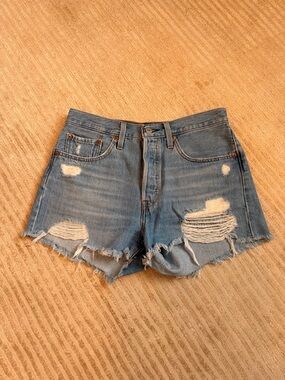 Levi's Distressed Light Blue Cutoff Womens Jean Shorts